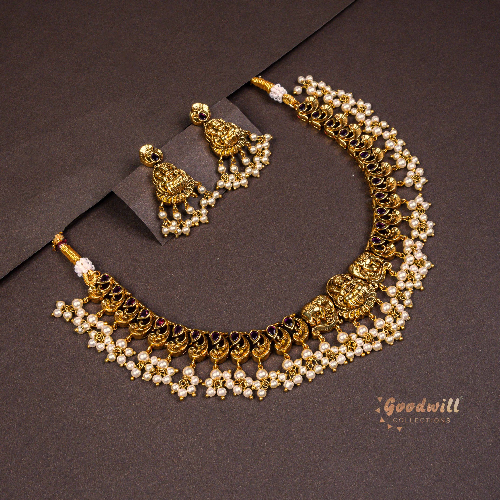 PEARL RUBY ASYMMETRICAL NECKLACE SET