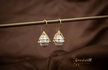 PEARL HONEY COMB DROP EARRINGS