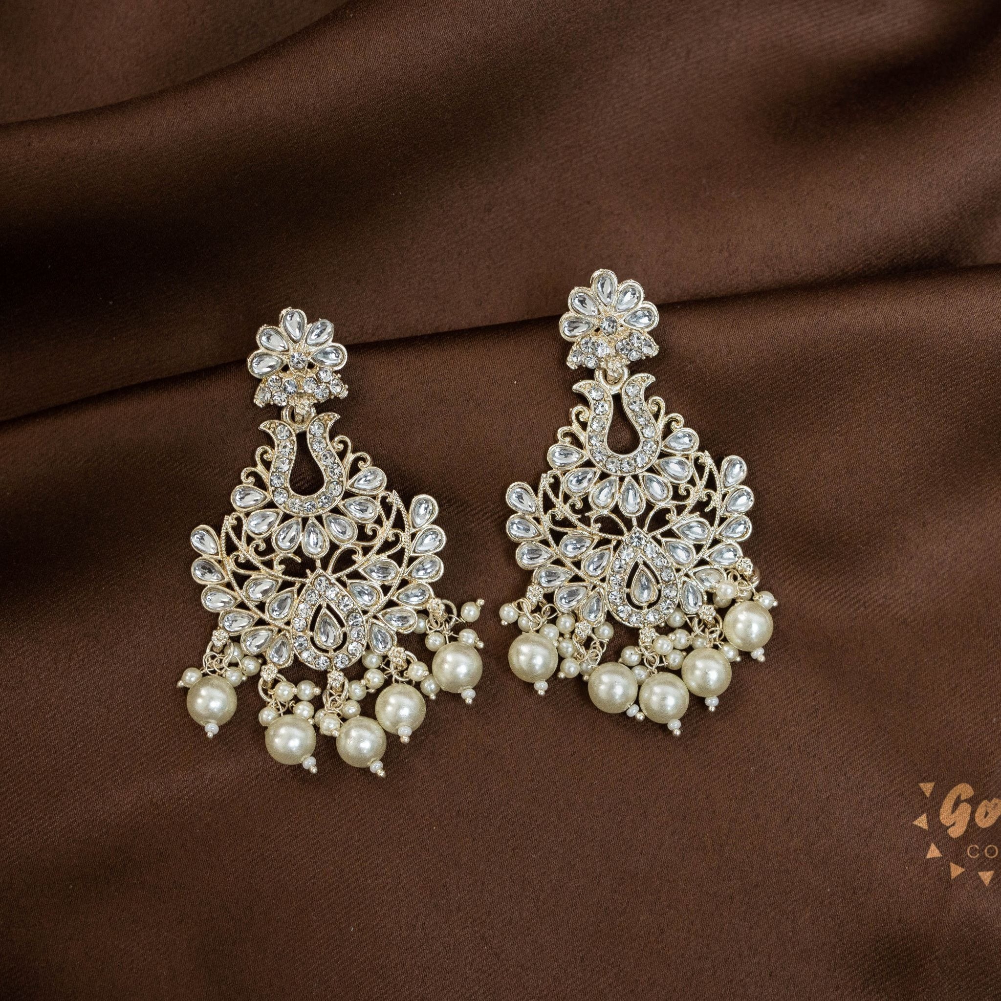 WHITE PEARL GOLDEN HANGING EARRINGS 20