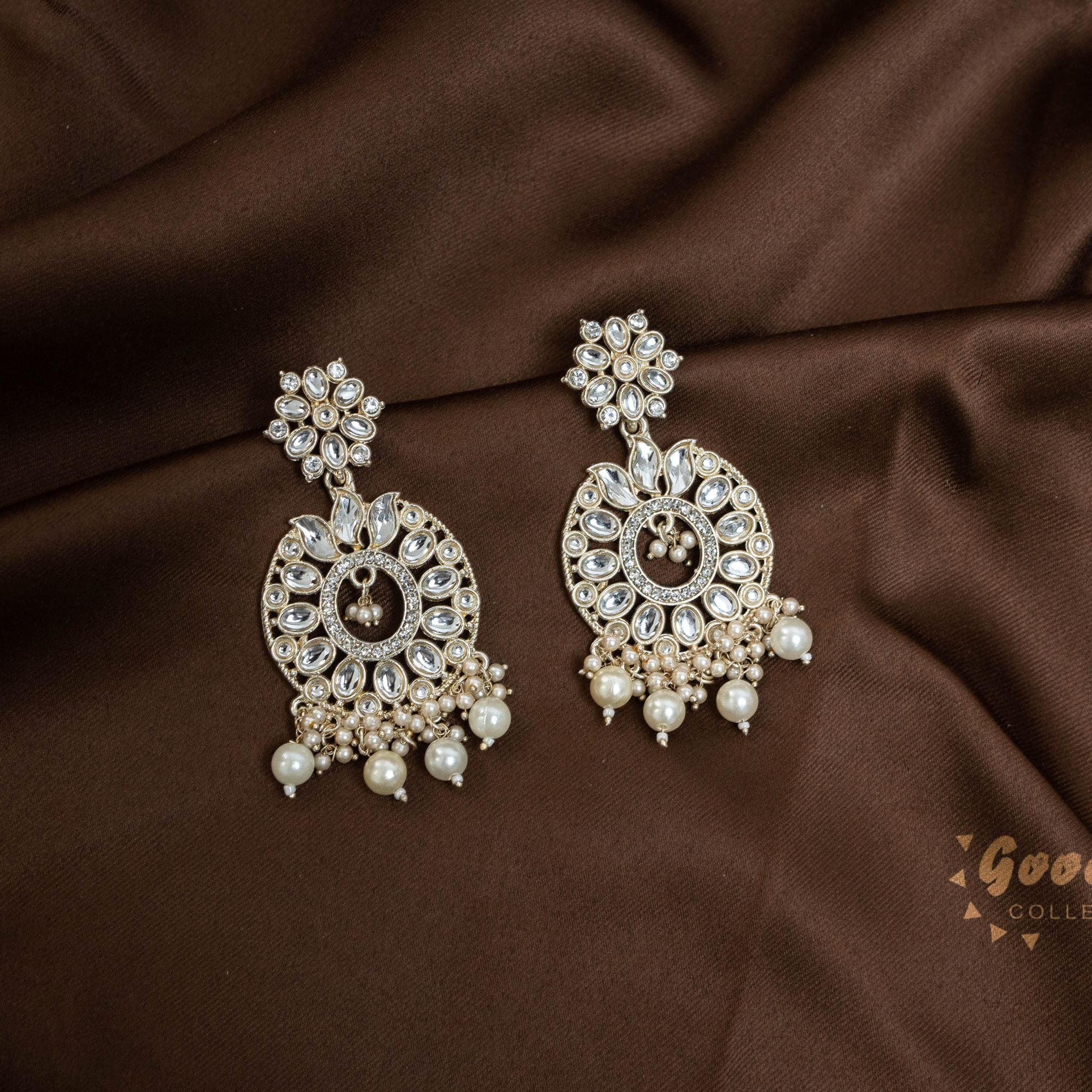 WHITE PEARL GOLDEN HANGING EARRINGS 19