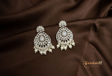 WHITE PEARL GOLDEN HANGING EARRINGS 14