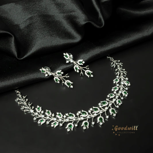 SILVER AD STONE NECKLACE SET 2