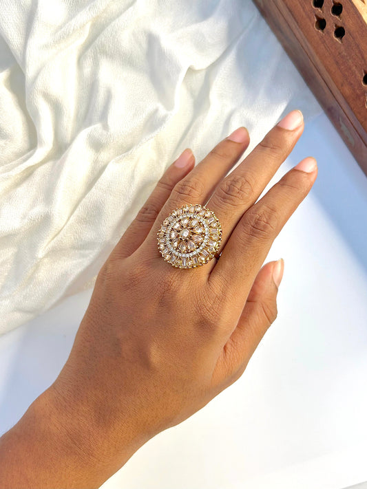 STONE STUDDED ADJUSTABLE FINGER RING 2
