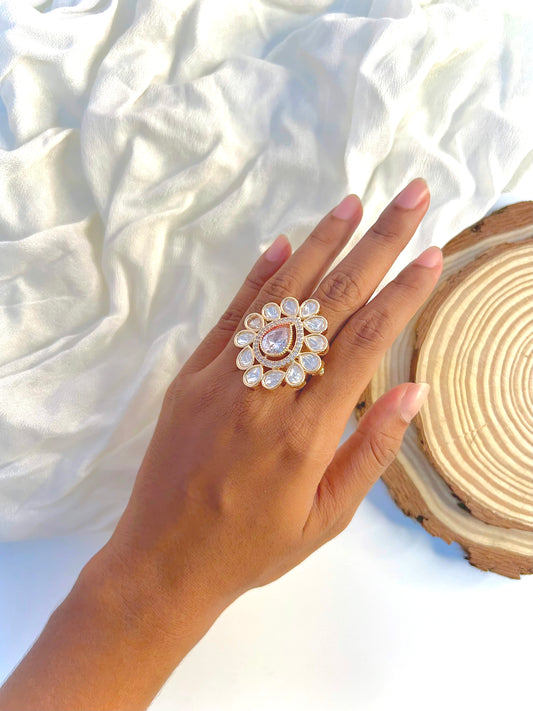 EXQUISITE POLKI  ADJUSTABLE FINGER RING 2