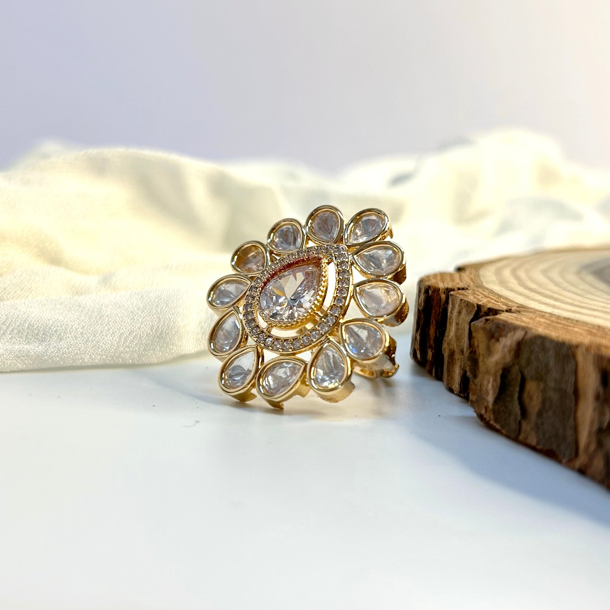EXQUISITE POLKI  ADJUSTABLE FINGER RING 2