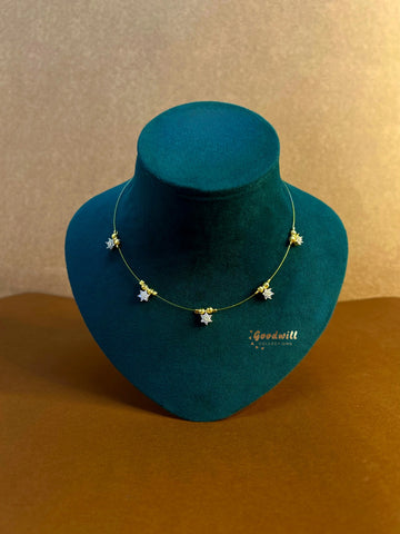 FLORAL WHITE STONE INVISIBLE NECKPIECE