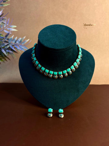 SQUARE BLOSSOM DROP NECKLACE SET
