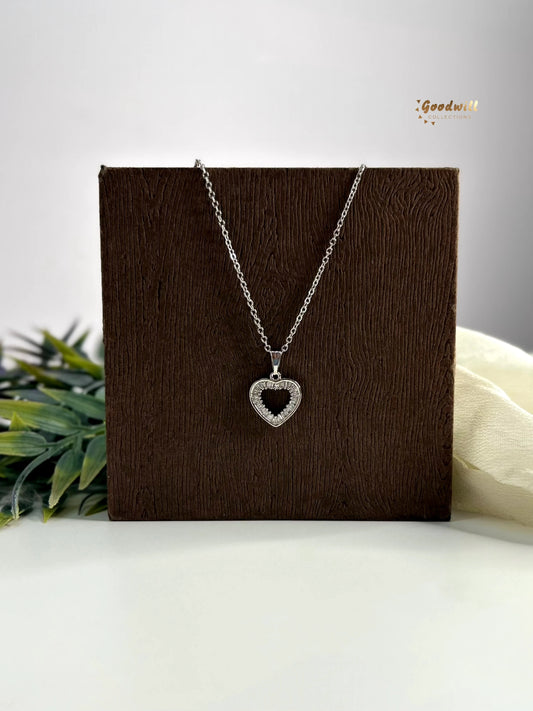 SIMPLE STONE HEART PENDANT NECKLACE 2