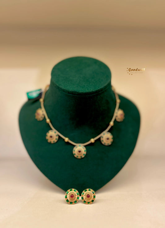 MULTICOLOR CIRCLE DESIGN NECKLACE SET