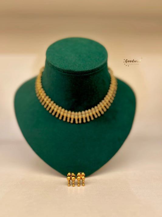 GOLDEN MULLA MOTTU NECKPIECE SET