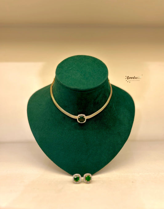 SQUARE STONE PENDANT SET