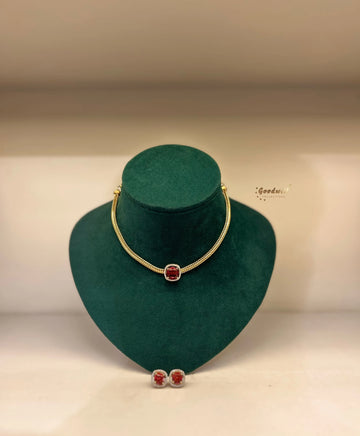 SQUARE STONE PENDANT SET