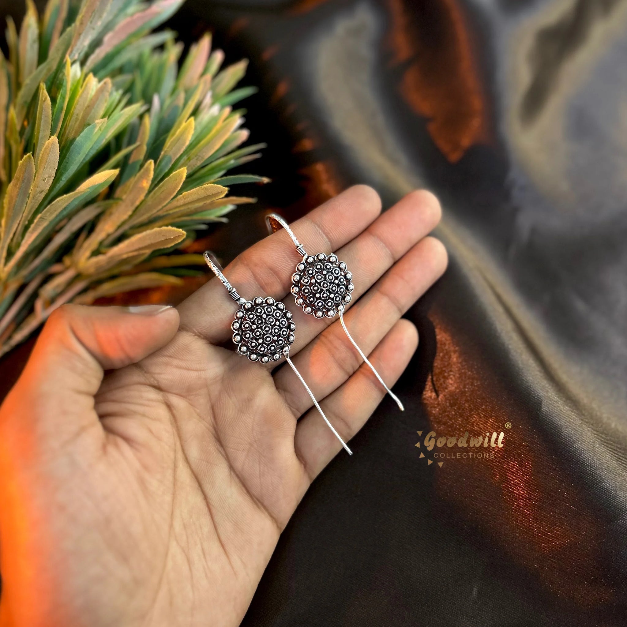 CLASSIC OXIDIZED PIN BUGADI EARRINGS
