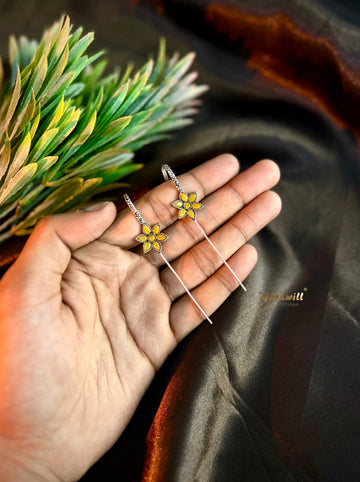OXIDISED FLOWER PIN BUGADI EARRINGS 2