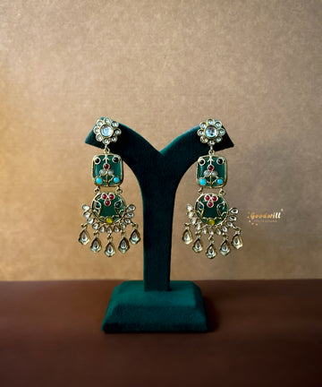 GREEN STATEMENT EARRINGS