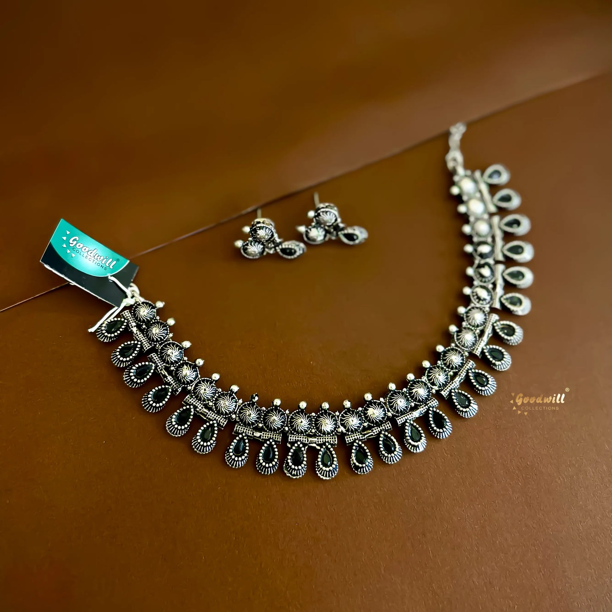 OXIDIZED SILVER GOPI NECKLACE SET 2