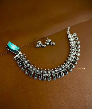 OXIDIZED SILVER GOPI NECKLACE SET 2