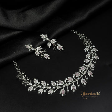 SILVER AD STONE NECKLACE SET 2