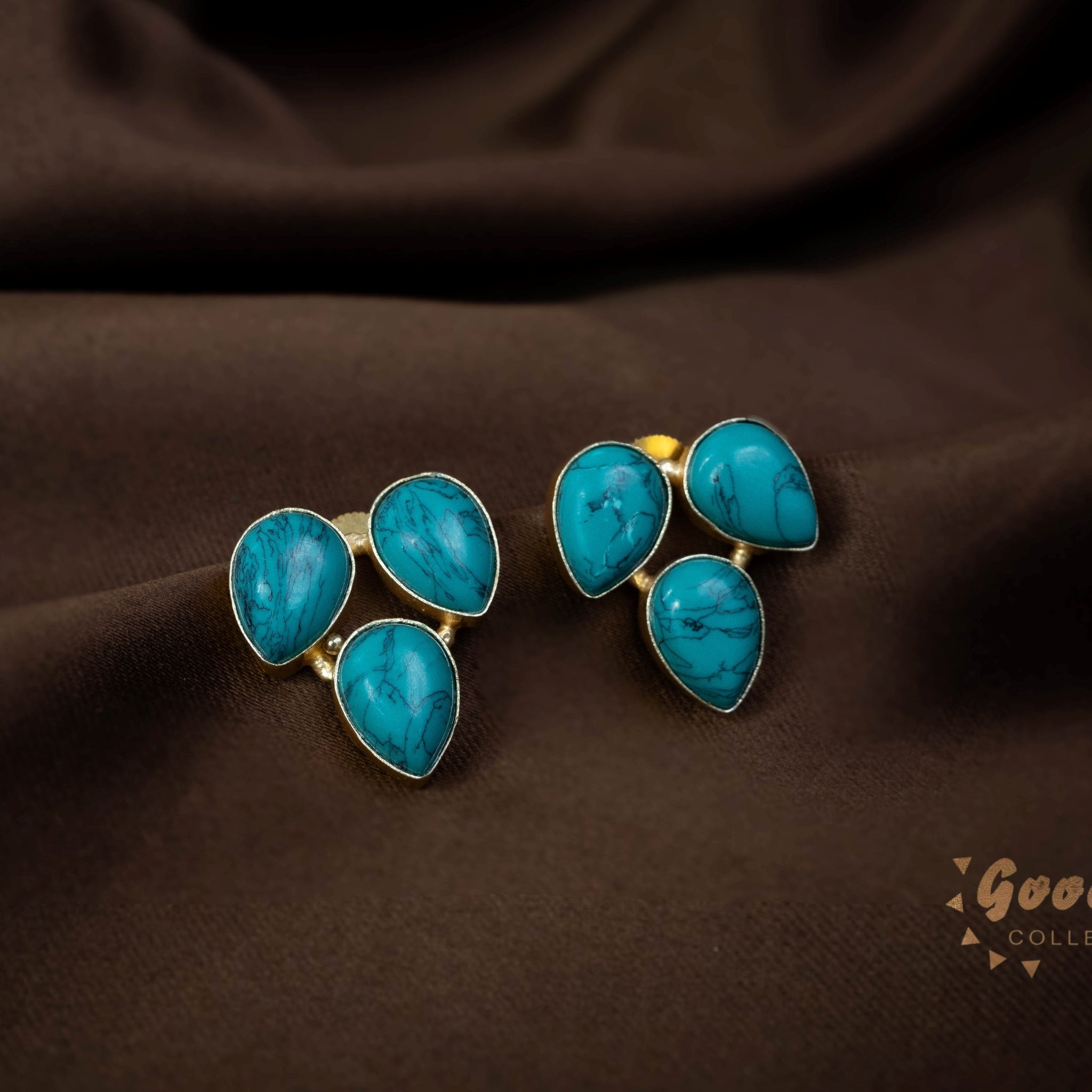 THREE DROP GOPI STUD EARRINGS