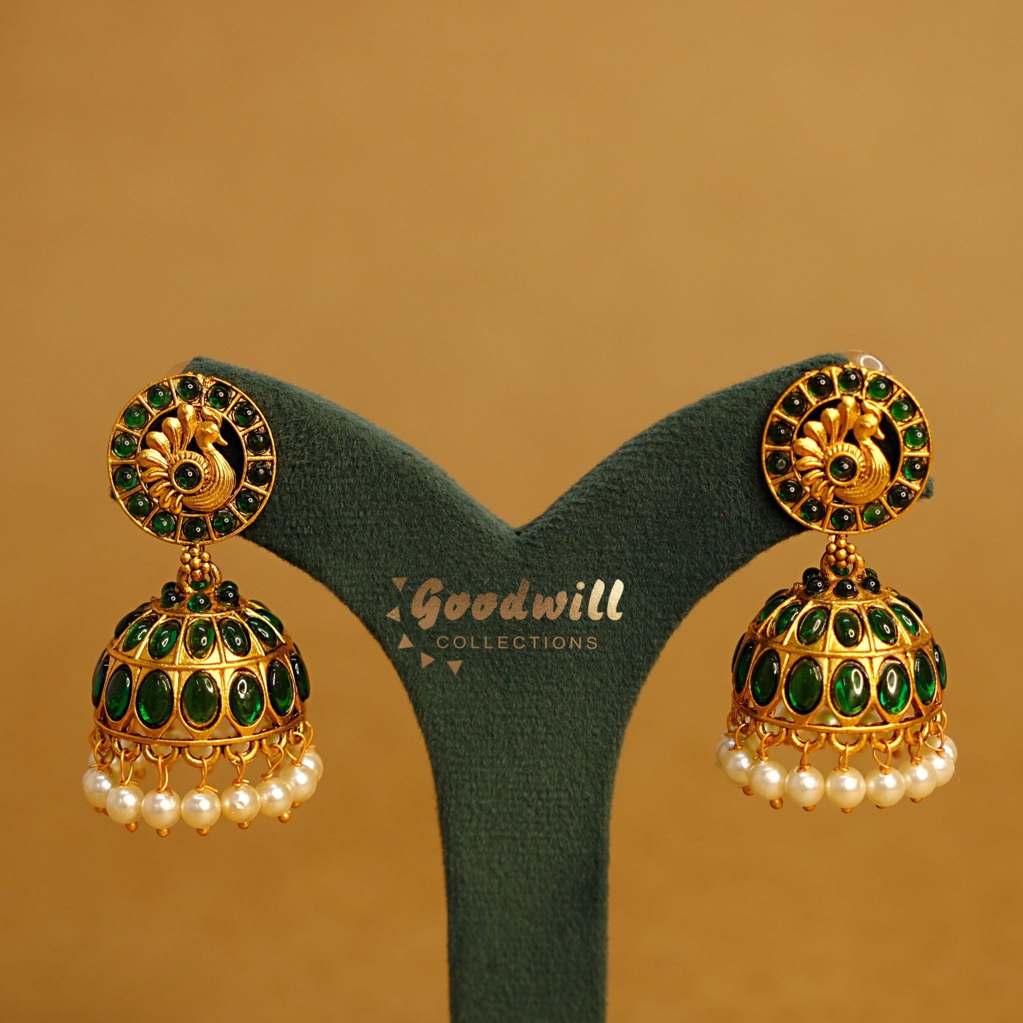 GREEN ROUND PEACOCK JHUMKA