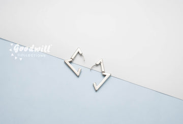 SILVER TRIANGLE HOOP EARRINGS