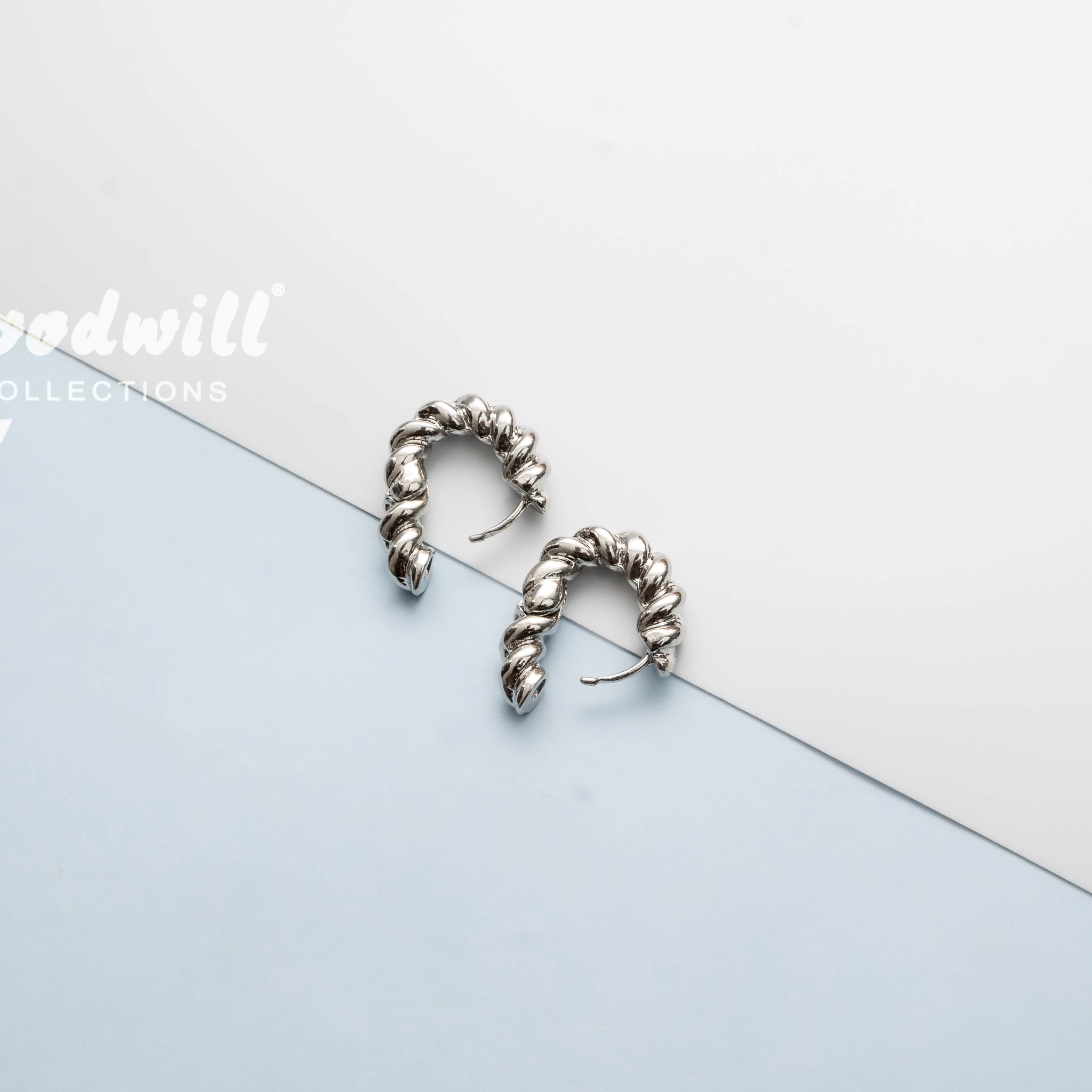 SILVER TWISTED ROPE HOOPS