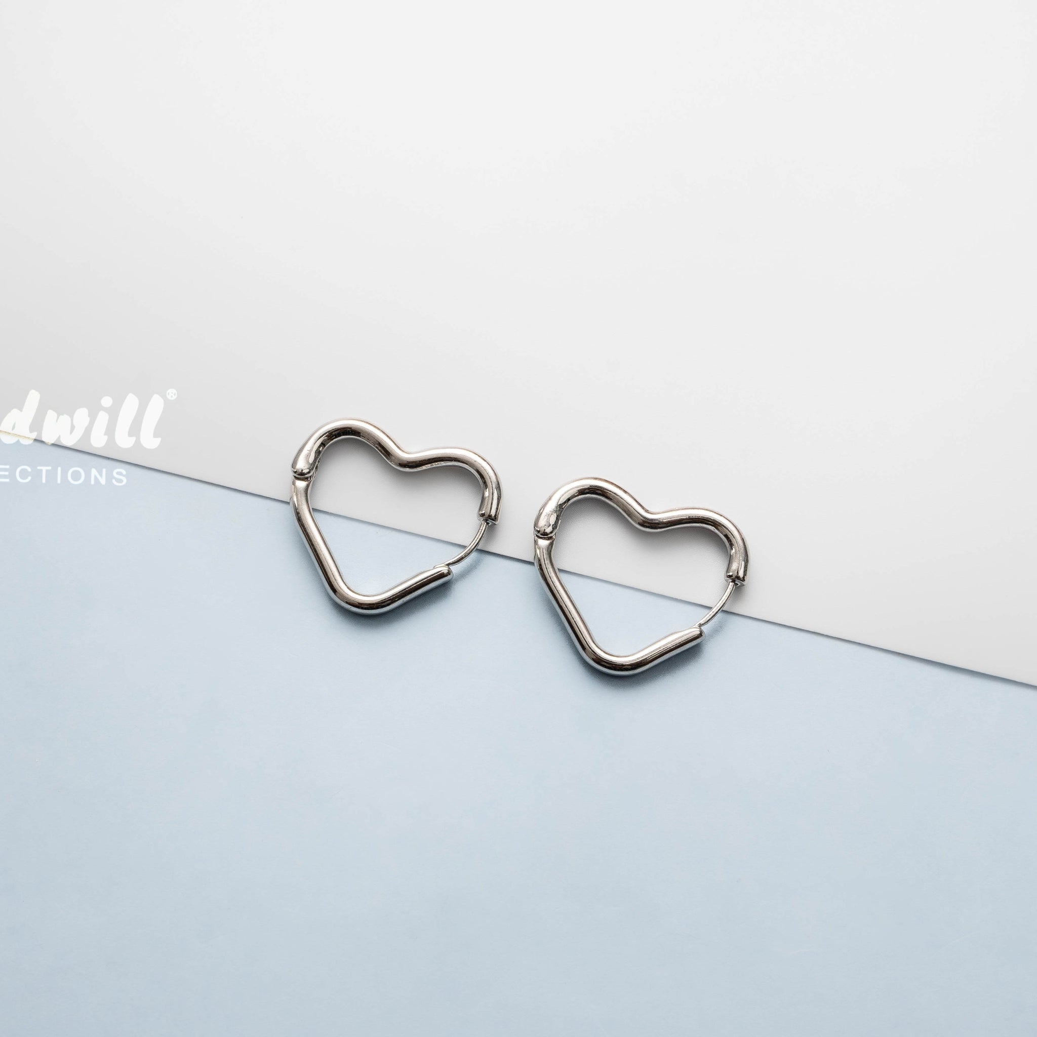 SILVER HEART SHAPE HOOPS
