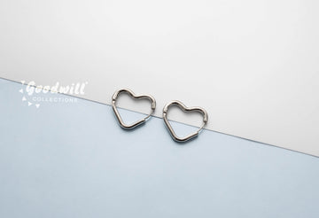 SILVER HEART SHAPE HOOPS