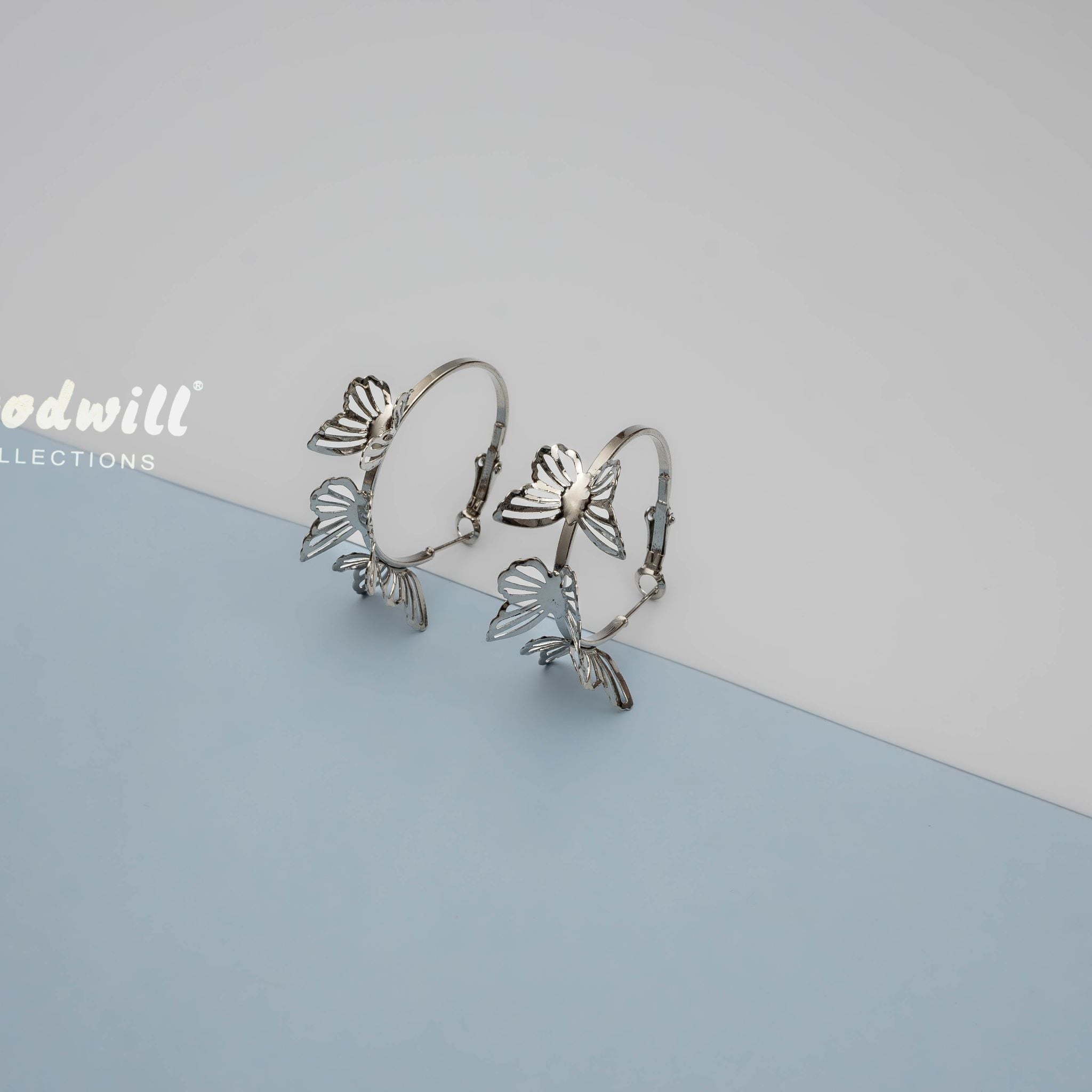 SILVER BUTTERFLY HOOPS