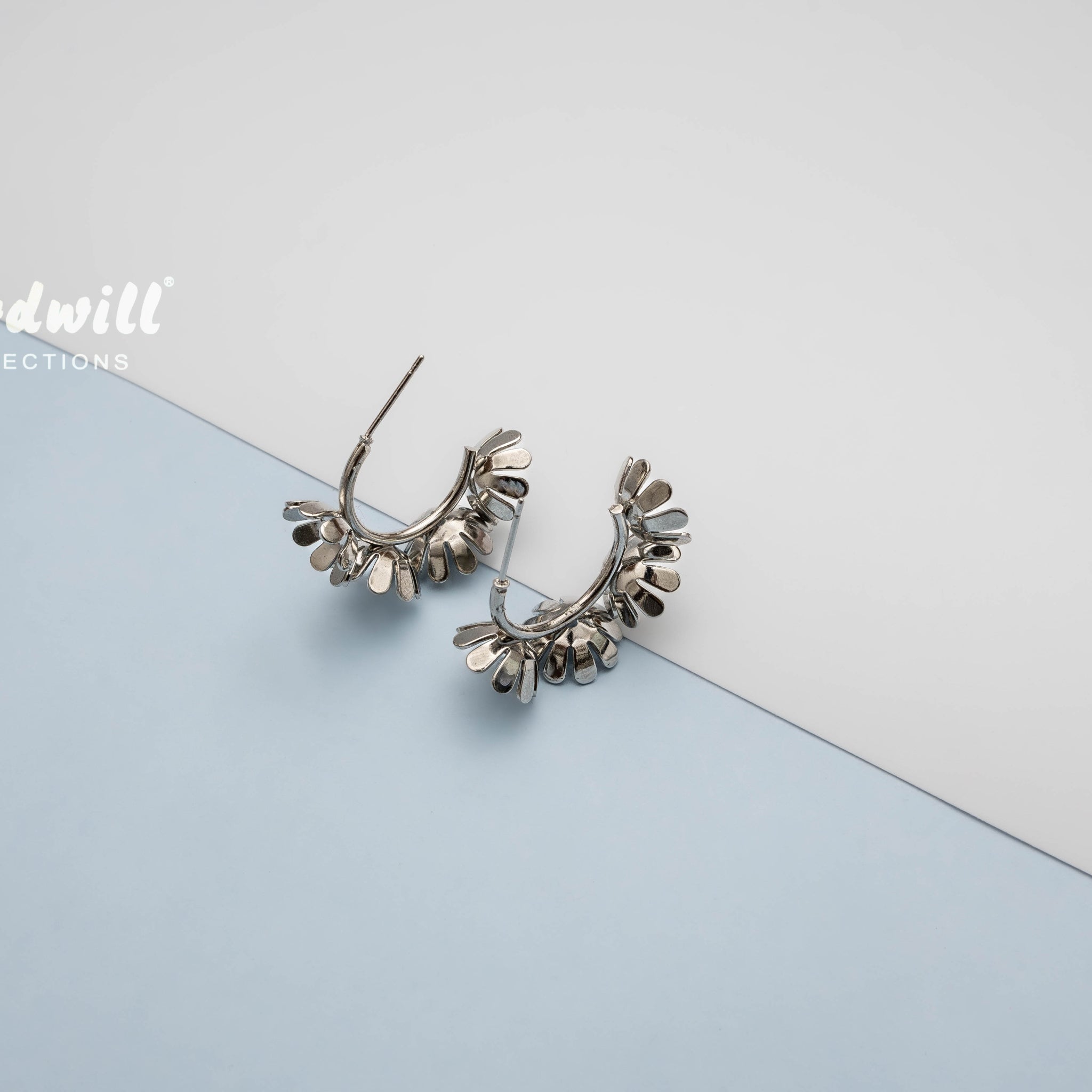 SILVER BLOOM DESIGN HOOPS