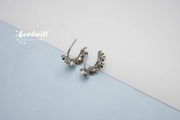 SILVER BLOOM DESIGN HOOPS