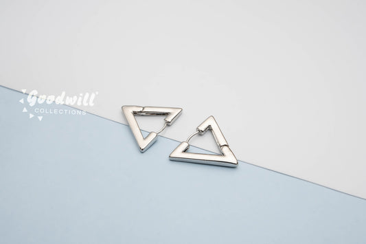 SILVER TRIANGLE HOOP EARRINGS