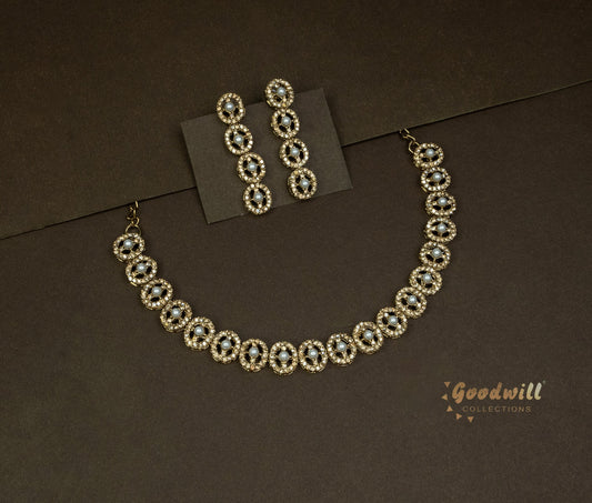 GOLD SINGLE LAYER STONE NECKLACE SET