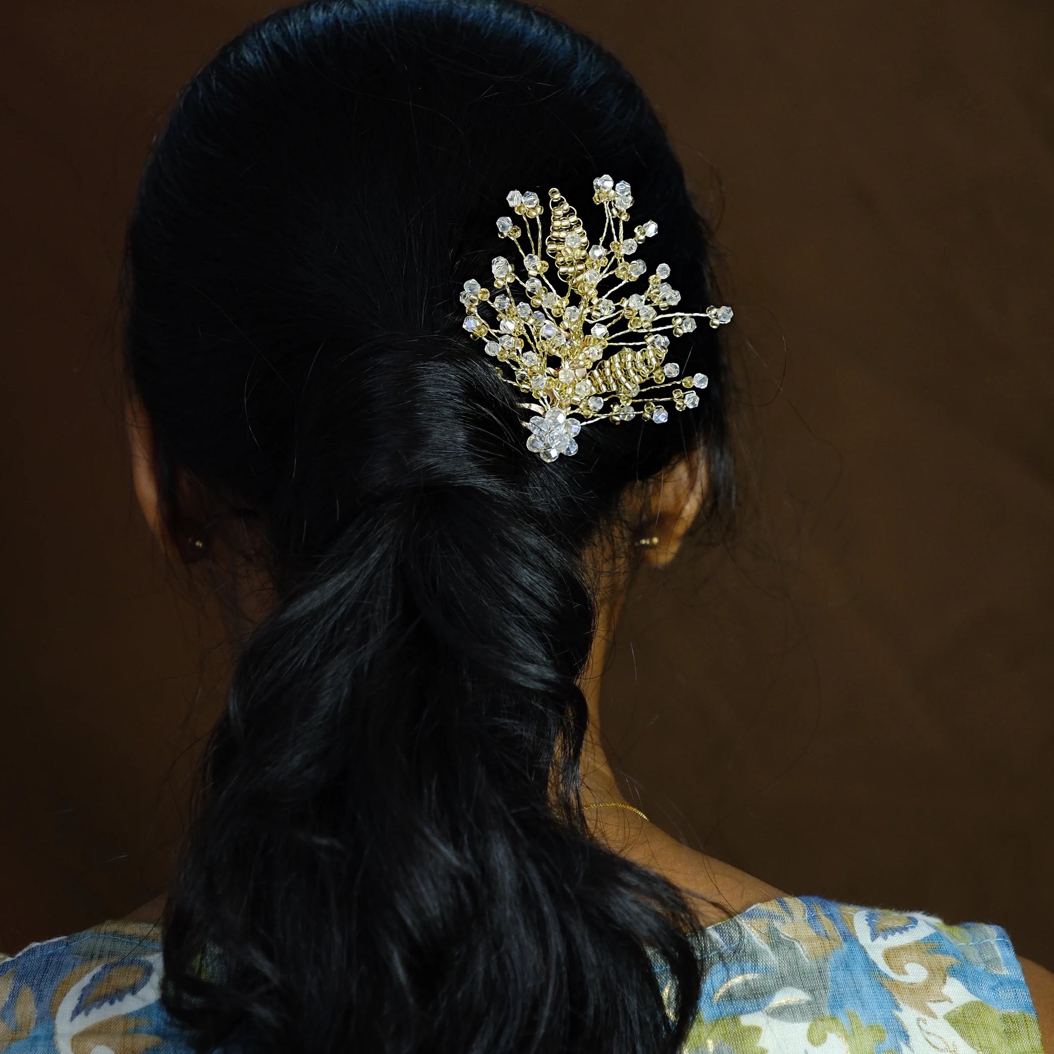 PETITE BRIDAL CRYSTAL PEARL HAIR BROOCH