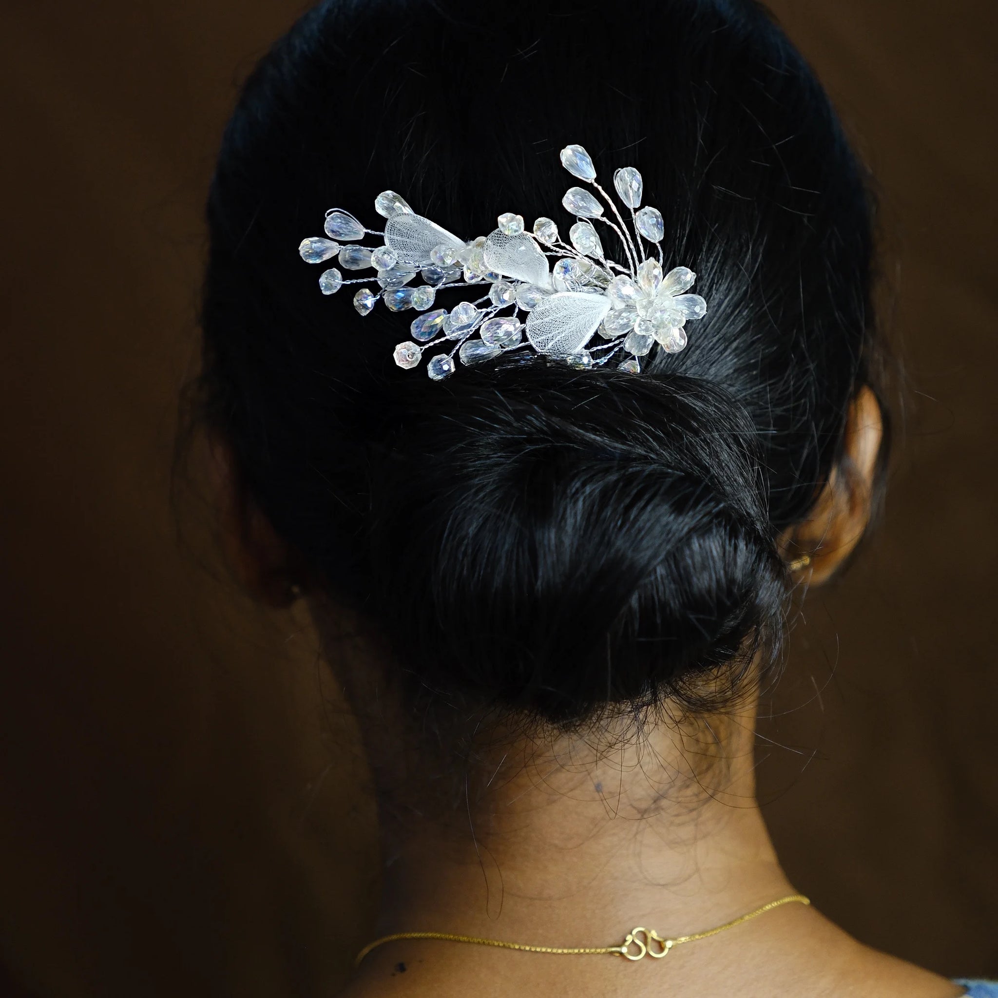 DAINTY CRYSTAL PEARL HAIR COMB 1