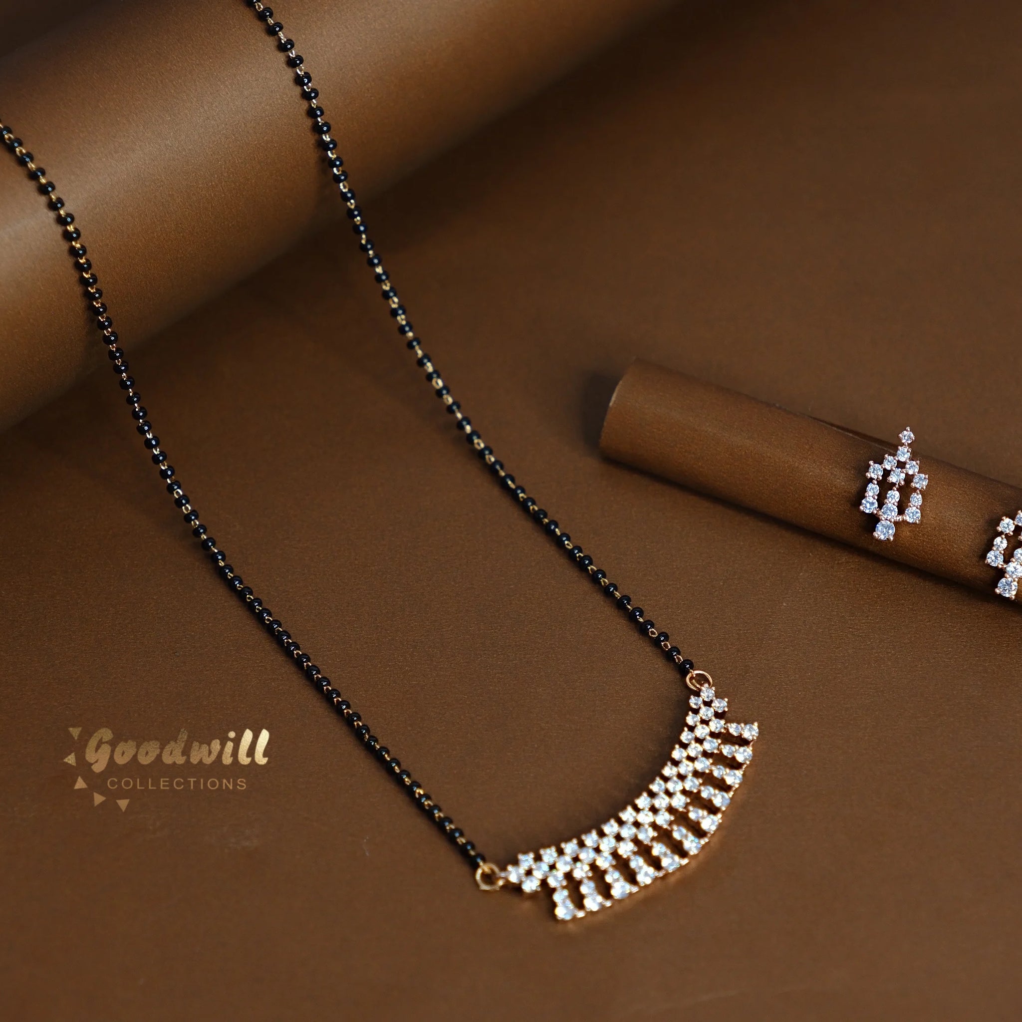 SINGLE LAYER AD MANGALSUTRA WITH EARRINGS