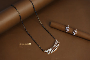 SINGLE LAYER AD MANGALSUTRA WITH EARRINGS