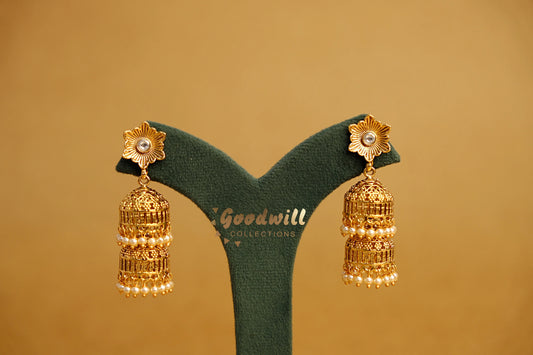 BLOOM DESIGN DOUBLE LAYER JHUMKA