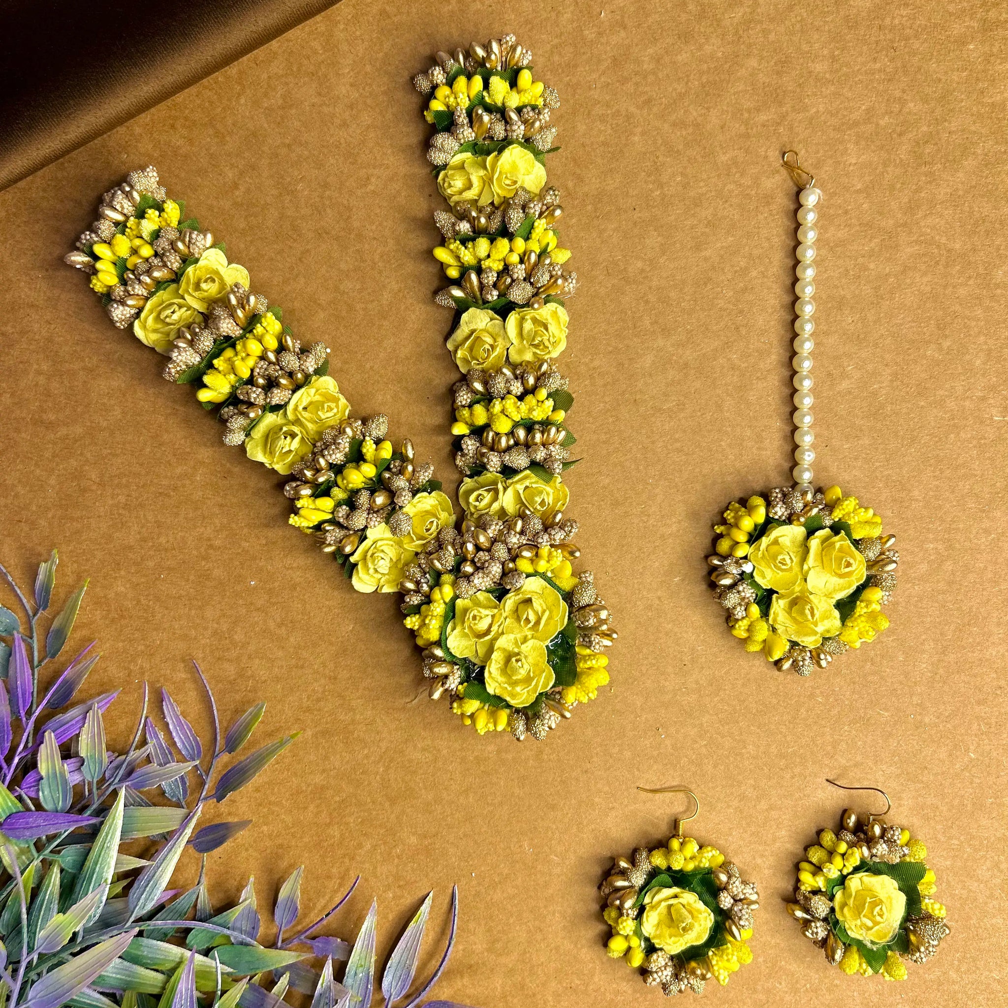 FLORAL HALDI JEWELLERY SET 4