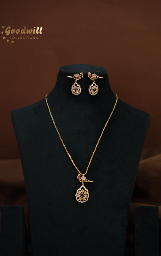 BIRD DESIGN  STONE PENDANT CHAIN