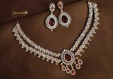 DOUBLE LAYER STONE DESIGN NECKLACE SET