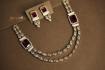 STONE STUDDED LAYERED NECKLACE SET