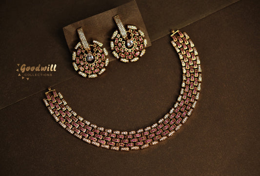 ELEGANT BRICK PATTERN NECKLACE SET