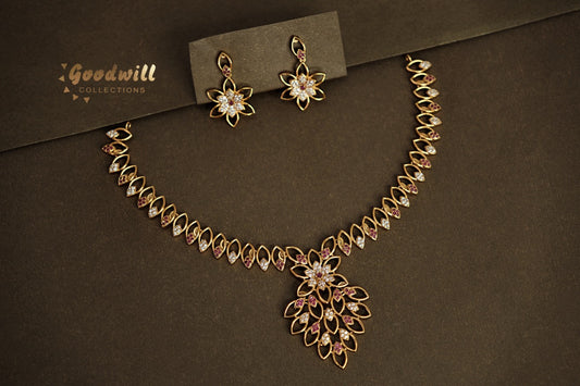 ELEGANT FLORAL LEAF DESIGN NECKLACE SET 2