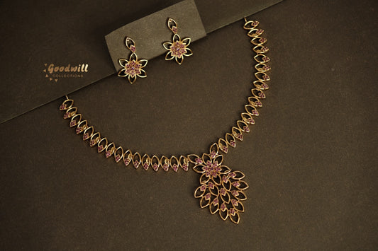 ELEGANT FLORAL LEAF DESIGN NECKLACE SET 1