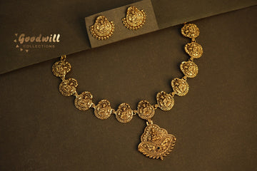 TRADITIONAL ANTIQUE NECKLACE WITH LAKSHMI DESIGN