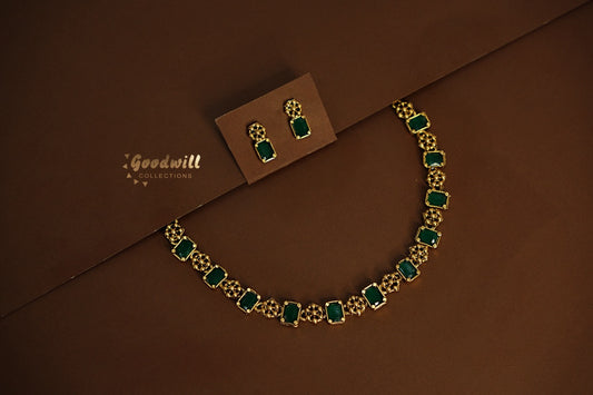 ELEGANT FLORAL SQUARE SHAPED NECKLACE SET