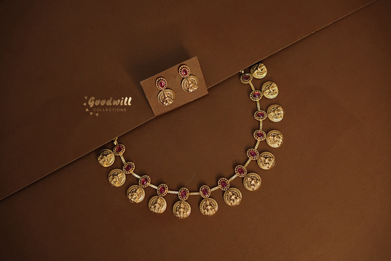 TRADITIONAL LAKSHMI KASU NECKLACE SET