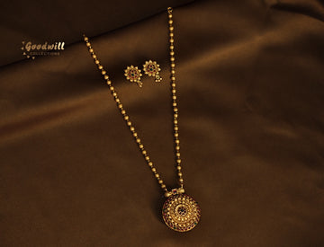 GOLDEN BEADED REVERSIBLE PENDANT SET