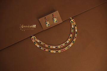 DOUBLE LAYER MULTICOLOR NECKLACE SET